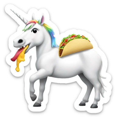 Unicorn eating a taco sticker