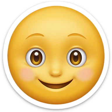Emoji, yellow round smiling face, vibrant bright shy expression sticker