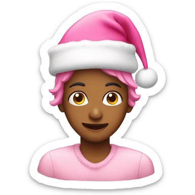 dear with  pink christmas hat sticker