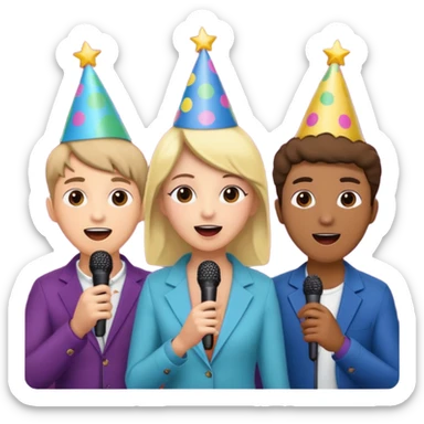 3 amigas en un karaoke cantando sticker