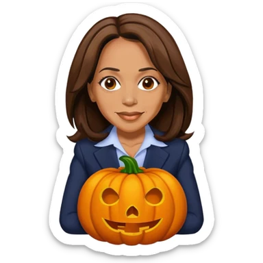Kamala Harris as a pumpkin sticker