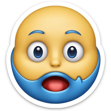 A blue emoji face with the expression of a nervous gulp sticker