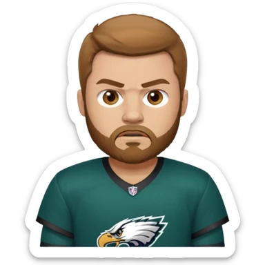 Angry eagles fan male with short light brown hair and beard, light skin sticker