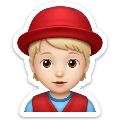Little kid with a red hat sticker