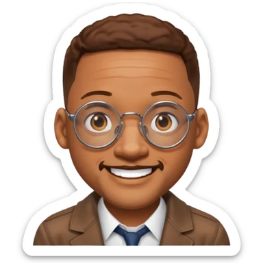 Will Smith smiling, big round glasses sticker