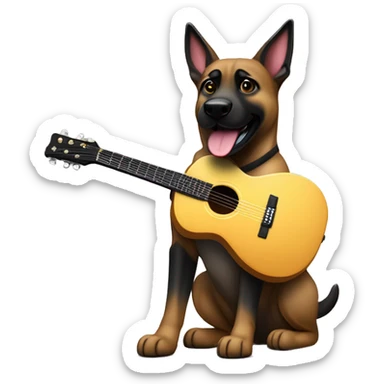 berger malinois debout qui joue de la guitar electric rock popstar sticker
