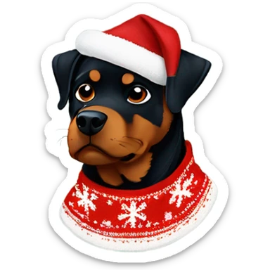 Rottweiler wearing a Christmas sweater sticker