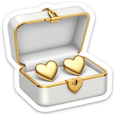 Gold heart earrings in a box opened to the right side sticker
