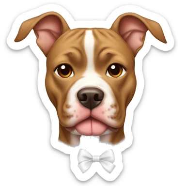 Light brown pitbull with ears cut and bows sticker