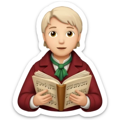 A christmas carol singer with music notes around sticker