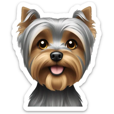 A yorkie with the grey scale color sticker