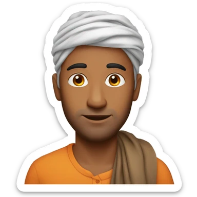 indian man no beard orange head scarf sticker