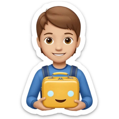 child with lunchbox sticker