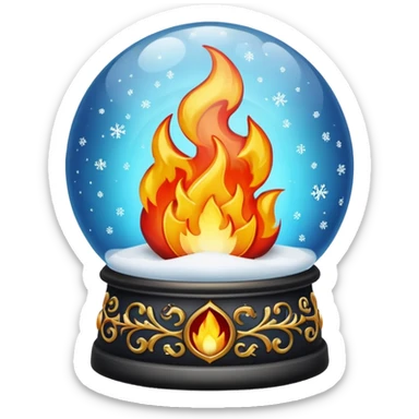 Can you make a snow globe emoji with a flame in it, gothic style sticker