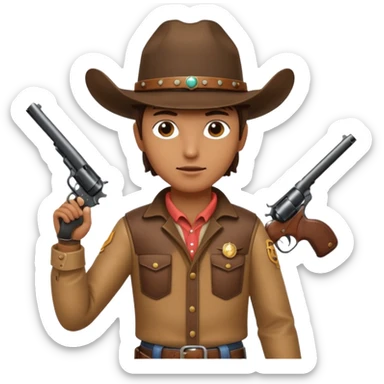 A skull with a vowboy hat and a gun whith a scope sighn on his eye and min holding the gun sticker