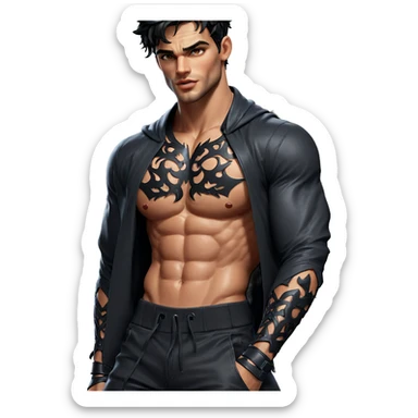 muscular boy with demon wings sticker