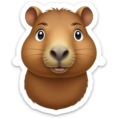 Cinematic Comical Capybara Portrait Emoji, Head tilted dramatically with an exaggeratedly shocked expression, featuring a robust, rotund build with wide, comically expressive eyes full of humorous disbelief, Simplified yet hilariously expressive features, highly detailed, glowing with a slightly sassy natural glow, high shine, dramatic yet playful, stylized with an air of quirky charm, soft glowing outline, capturing the essence of a meme-worthy capybara that looks ready to side-eye its way into viral fame! sticker