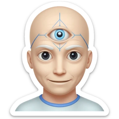 mutant test subject portrait, head and shoulders only, third eye on forehead, pale skin, creepy calm smile, lab experiment style, 3D cartoon, mobile game icon style, clean background, no text, no watermark

 sticker