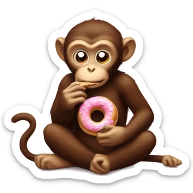 Monkey eating donut  sticker