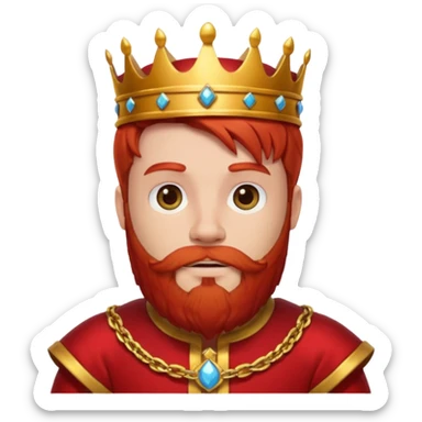 bearded king with no crown and red outfit red hair sticker