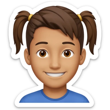 boy with ponytail sticker