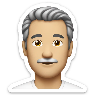 Middle-aged man, with black thin hair,that works in a sho sticker