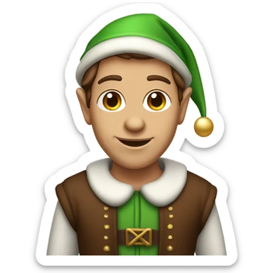 Christmas elf with brown hair sticker