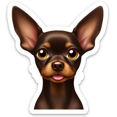 chocolate colored russian toy terrier with tongue hanging out sticker