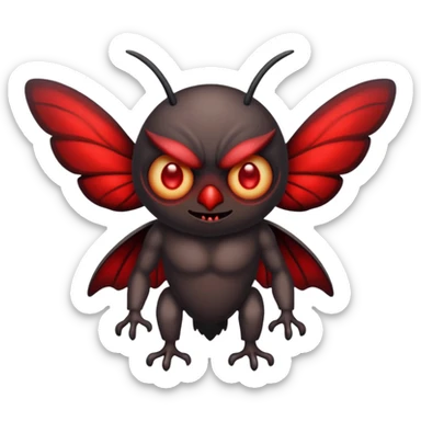 Create a scary emoji of the mothman with bright red eyes sticker