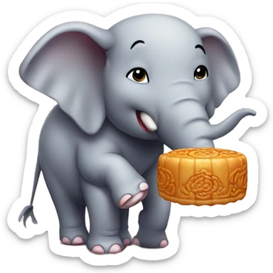 Elephant with a mooncake sticker