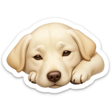 Meme-Worthy Cute Sleeping Cream Labrador Portrait Emoji, Head resting peacefully with a contented smile, showcasing a delightfully sturdy build and a luxuriously soft cream Fur, eyes shut in a serene nap, Simplified yet hilariously adorable features, highly detailed, glowing with a soft, drowsy light, high shine, relaxed and utterly lovable, stylized with an air of playful laziness, bright and heartwarming, soft glowing outline, capturing the essence of a comically sleepy companion, so meme-worthy it feels like it could instantly become the next viral sensation of adorable slumber! sticker