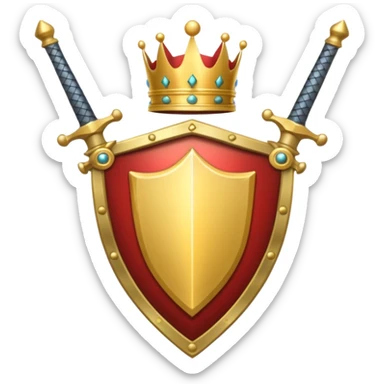 Powerful emoji with only sword, shield and crown sticker
