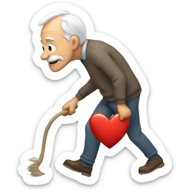 Old guy dragging heart sticker