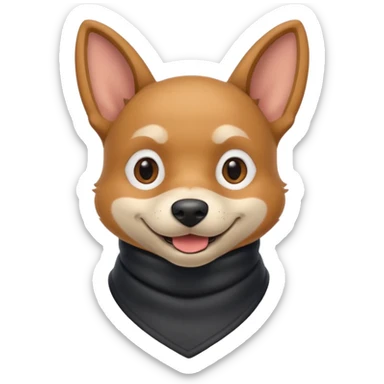 thief dog portrait, head and shoulders only, playful sneaky look, burglar scarf collar, mischievous smile, 3D cartoon, mobile game icon style, clean background, no text, no watermark
 sticker