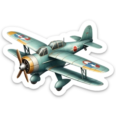 vintage propeller fighter plane sticker