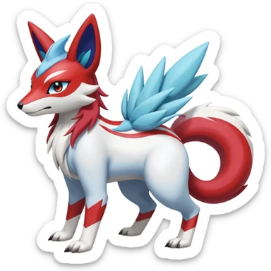 WereGarurumon-Suicune-Linoone-Meloetta-Renamon-Zangoose-fusion-hybrid-creature (full body) sticker