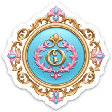 pink gold and light blue rococo tiktok logo sticker