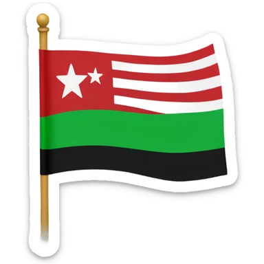green, white, black with 3 red stars flag  sticker