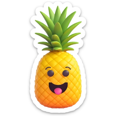 a pineapple with a sigma face, 3D emoji style sticker