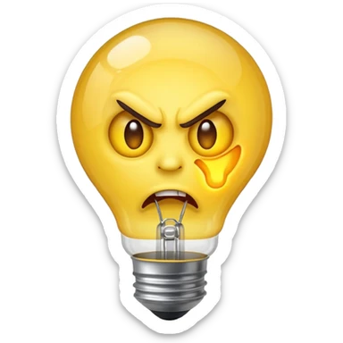 Angry emoji lightbulb sticker