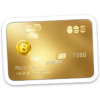 golden creditcard with bitcoin logo sticker