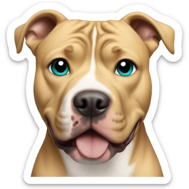 Pitbull with teal eyes and blonde/tan fur sticker
