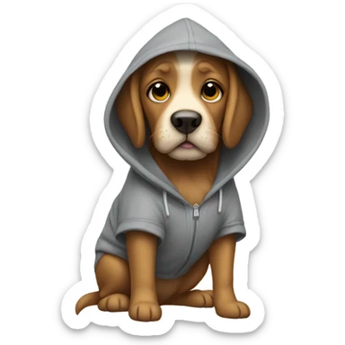 Dog waering a hody sticker