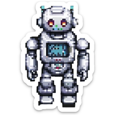 pixel art robot sticker