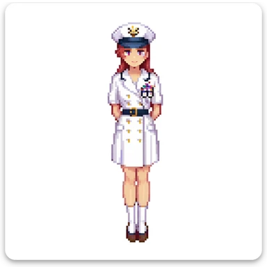 US Navy sailor in dress whites uniform with sailor hat sticker