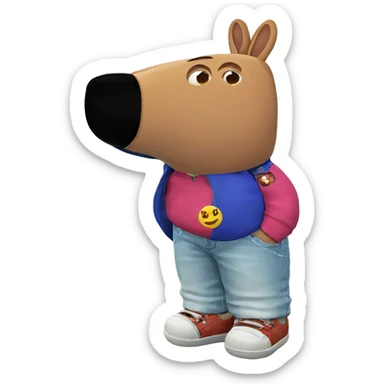 smiling boy with rabbit ears sticker