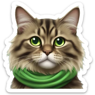 Brown and black striped Siberian cat with green eyes dressed as obi wan kenobi  sticker
