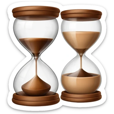 hourglass next to a coffee cup sticker