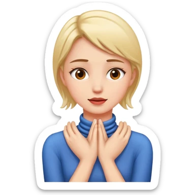 Girl putting her hands on her neck  sticker