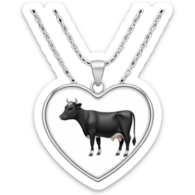 i need combination of this two emojis for making a neckless ❤️🐮 the desing must be simple so it can make easily  reduse details and make it black and white  use simple lines sticker